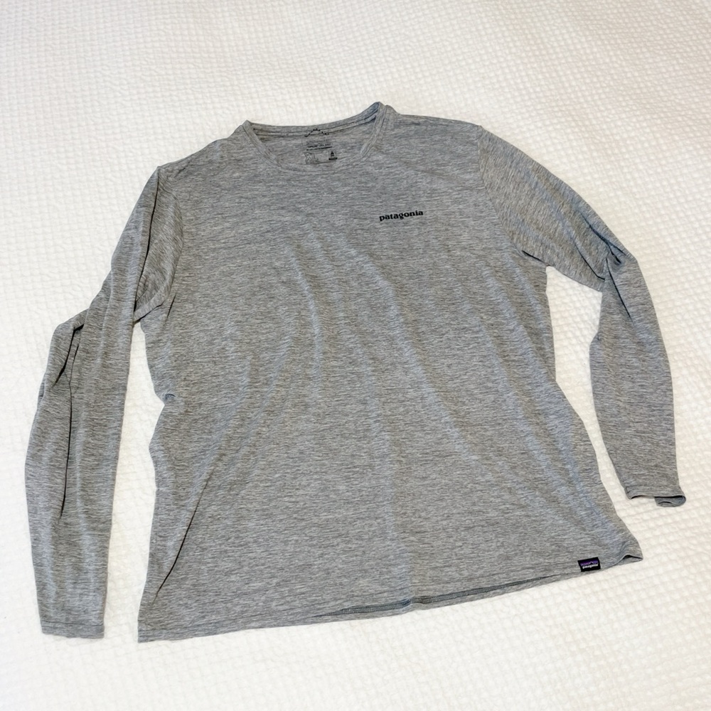 Patagonia Heather Gray Long Sleeve Top xl Capeline cool daily - Picture 5 of 9